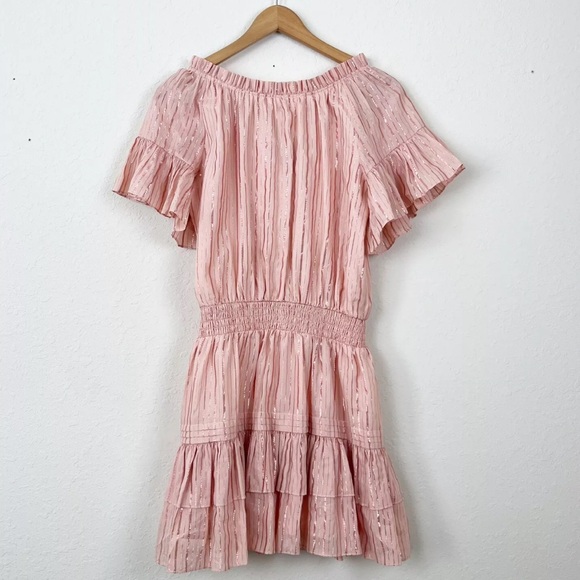 Anna Cate Metallic Striped Mini Dress Pink Medium - Picture 6 of 6